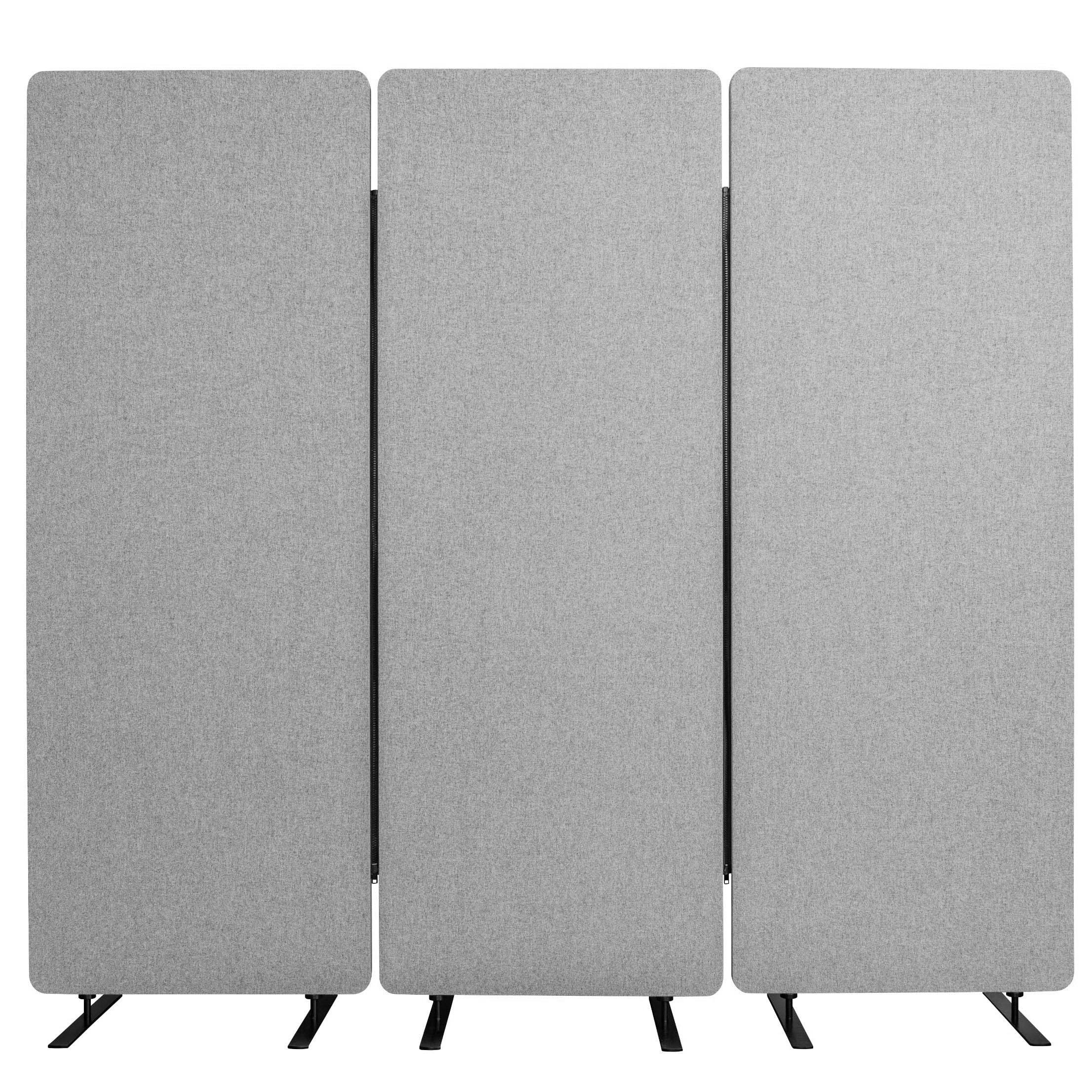Stand Up Desk Store ReFocus Freestanding Noise Reducing Acoustic Room Wall Divider Office Partition (Cool Grey, 72" x 66", Zippered 3-Pack)