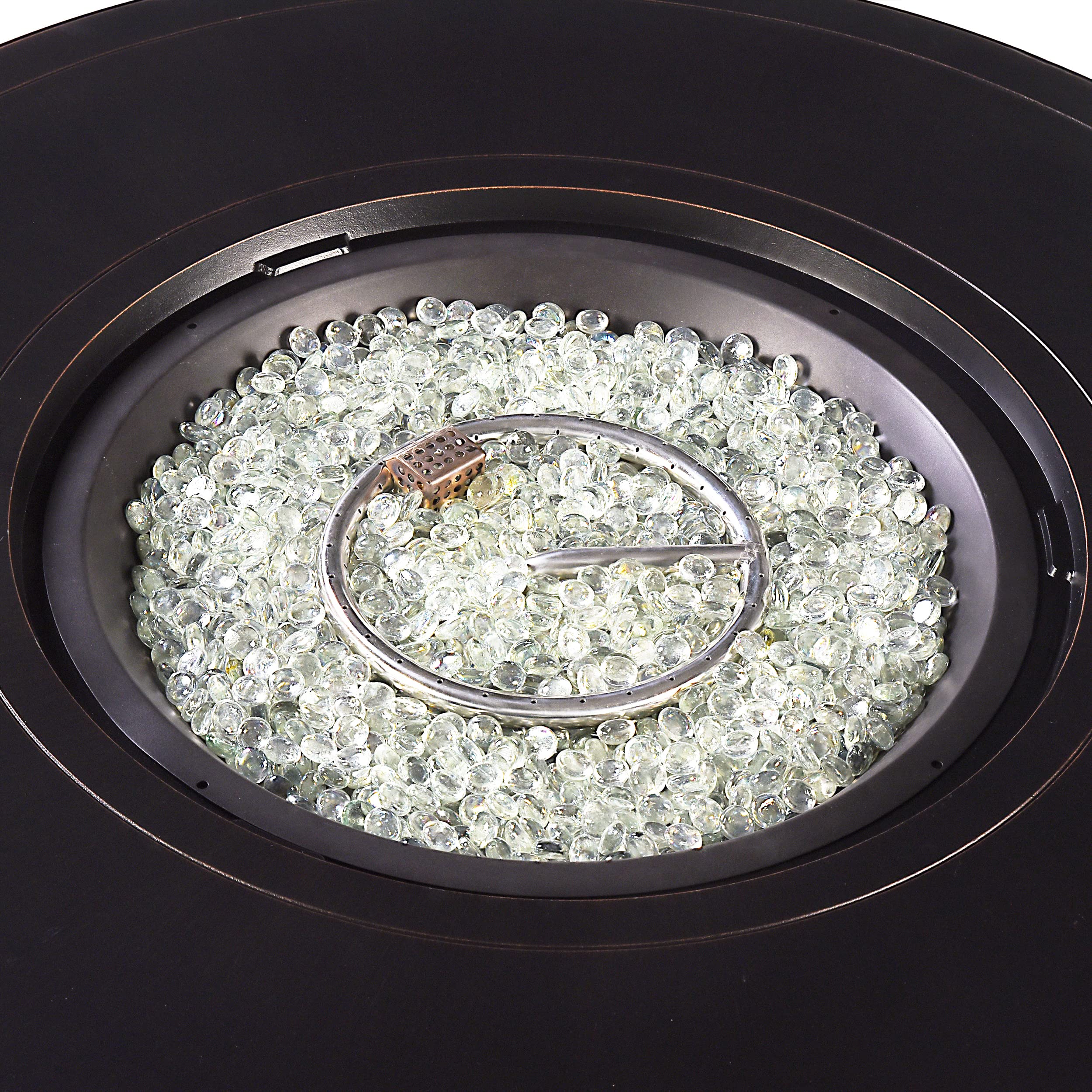 Oakland Living Round 44 in. x 44 in. Aluminum Propane Fire Pit Table with Glass Beads, Two Covers, Lid, 57,000 BTUs in Copper Finish