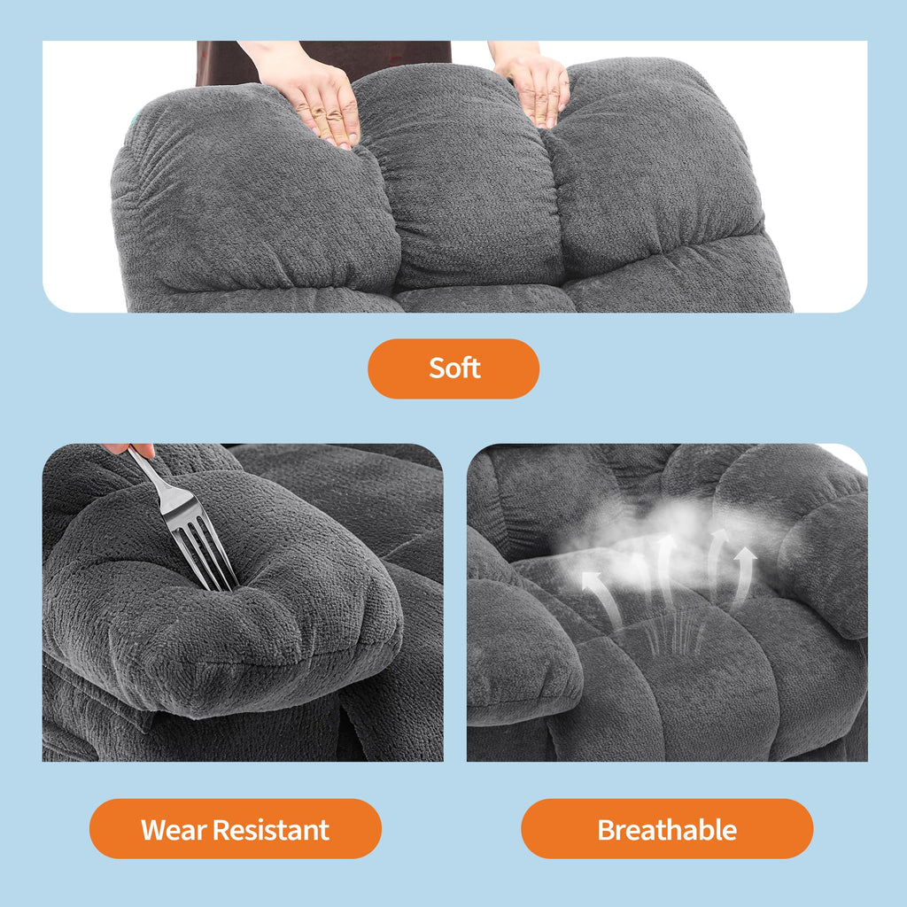Garvee Manual Recliner Chair,Ergonomic Overstuffed Breathable Fabric Reclining Chair with Side Pockets,q235 Steel Frame Lazy Boy Recliner Single Sofa for Living Room Bedroom