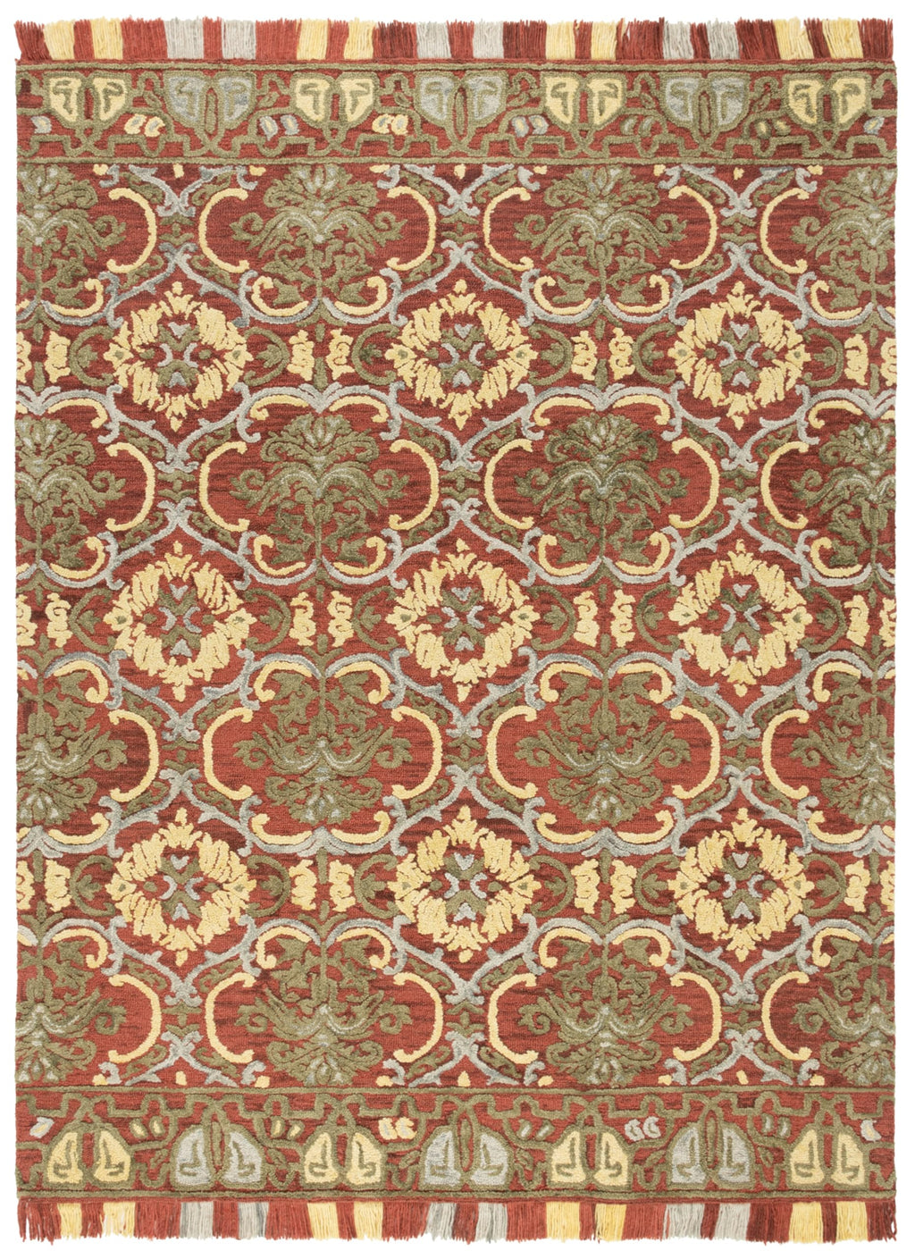 SAFAVIEH Area Rug 8x10 - Blossom Collection - Large - Red & Gold, Handmade Wool, Floral Design, Ideal for Living Room, Bedroom, Office, Dining Space (BLM422Q)