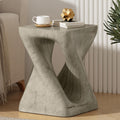 Merax Twist Shape MGO Accent Side Table Set, Unique Modern End Table with Wide Pedestal & Tabletop, Small Drink Tables for Living Room, Bedroom Night Stand Bedside Table, No Assembly Required, Grey