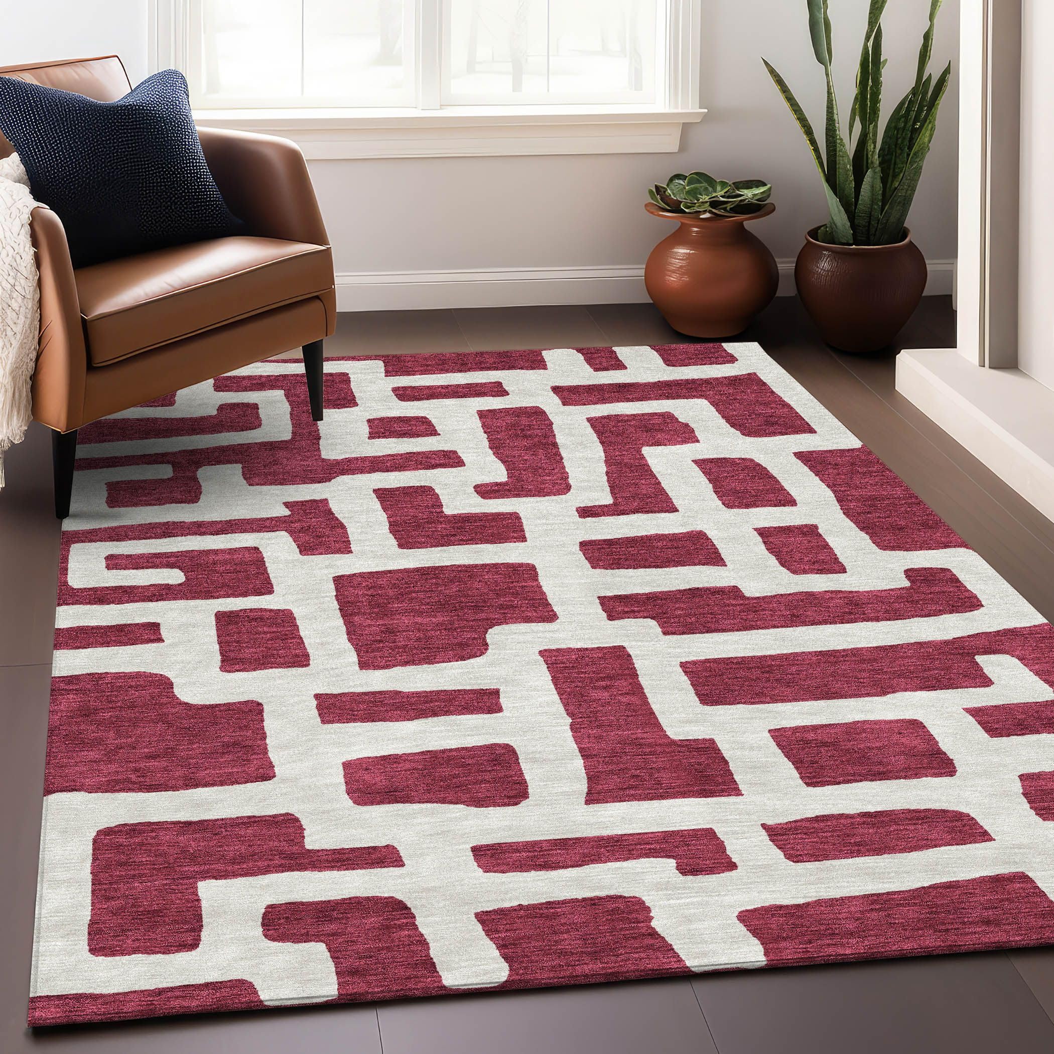 Addison Rugs Mayfield AMF903 Garnet 10' x 14' Indoor Premium Machine Washable Runner Rug, Silky Soft, Easy Clean, Non Shedding, Bedroom, Living Room, Dining Room, Kitchen, Patio Rug