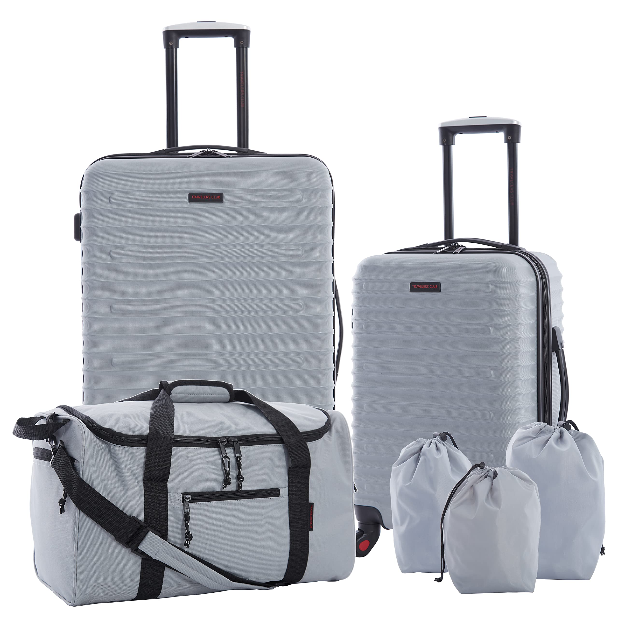 Travelers Club 6 Piece Orion Luggage and Travel Accessories Set, Grey