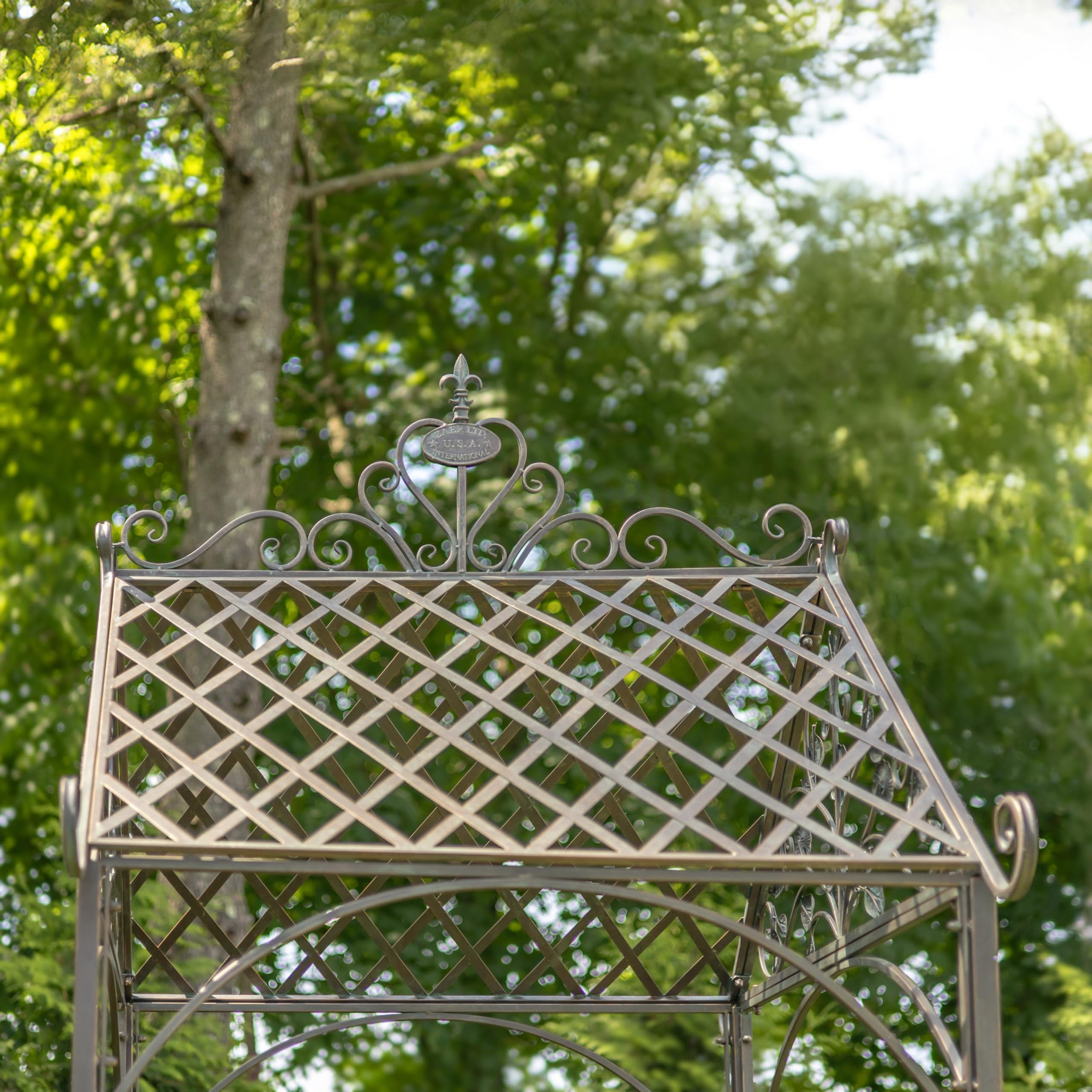 9.5ft T Iron Garden Arch with Embellished Trellis London 1820" (Antique Bronze)