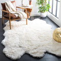 SAFAVIEH Sheep Skin Collection Area Rug - 5' x 8', Natural & White, Handmade Rustic Glam Genuine Pelt, 3.4-inch Thick Ideal for High Traffic Areas in Living Room, Bedroom (SHS211A)