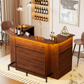 PAKASEPT Home Unit Bar Cabinet with LED Light & Stemware Holders, 3 Tier Liquor Bar Wooden Storage Cabinet, Modern U-Shaped Liquor Table Cabinet for Living Room, Dining Room