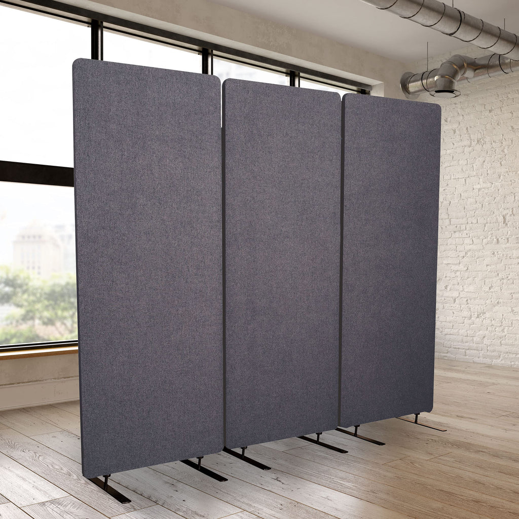 Stand Up Desk Store ReFocus Freestanding Noise Reducing Acoustic Room Wall Divider Office Partition (Ash Grey, 72" x 66", Zippered 3-Pack)