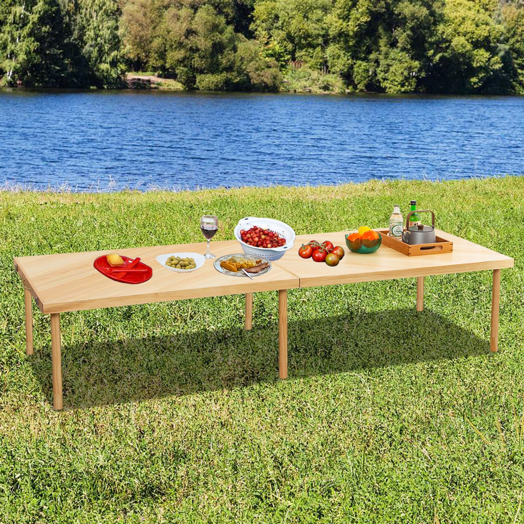 Zupemo 80"x28" Boho Wooden Picnic Table, Portable Outdoor Low Picnic Table with Adjustable Legs 13" & 16" for Floor Seating, Beach, Camping, BBQ, Backyard, 80x28in