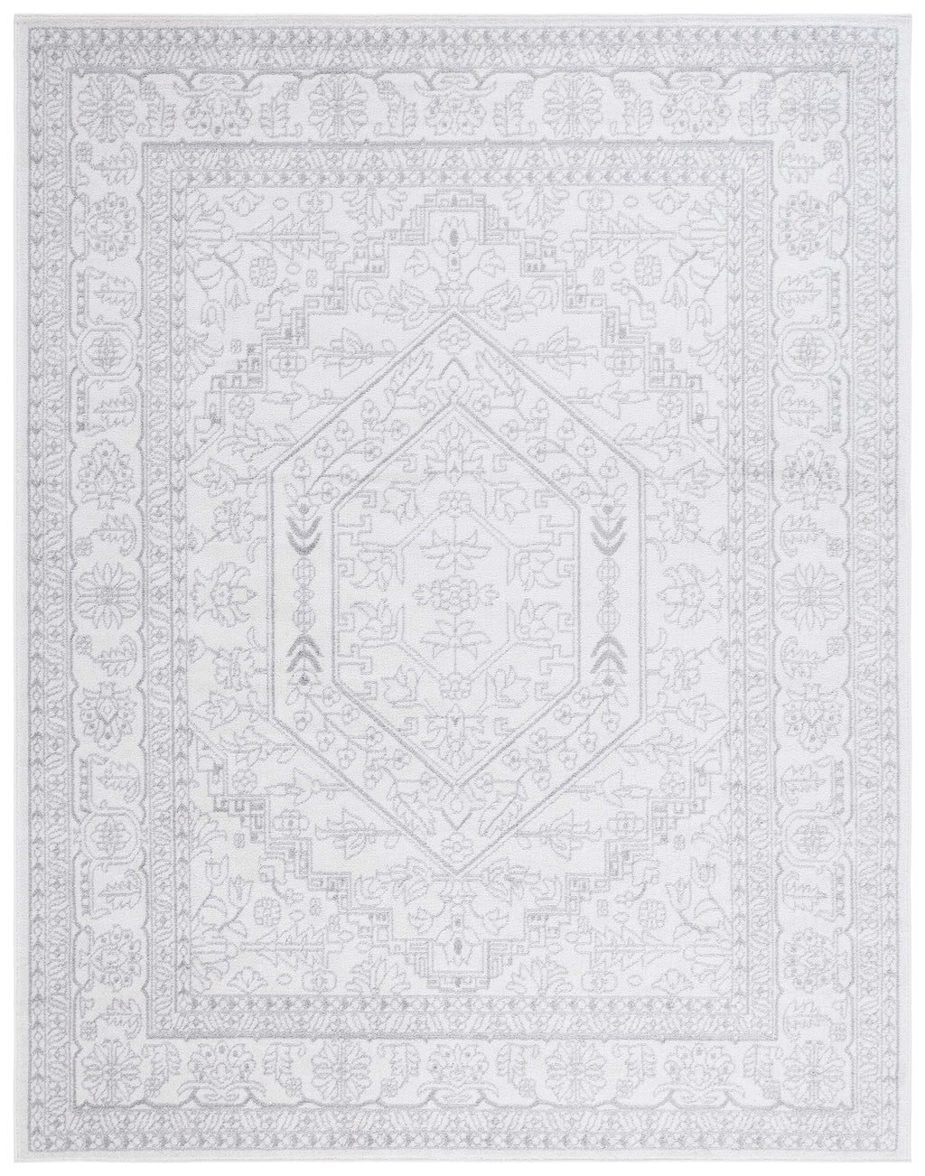 SAFAVIEH Area Rug 10x14 - Adirondack Collection - Large - Ivory & Silver, Oriental Medallion Design, Non-Shedding & Easy to Clean, Ideal for Living Room, Bedroom, Dining Space (ADR108B)