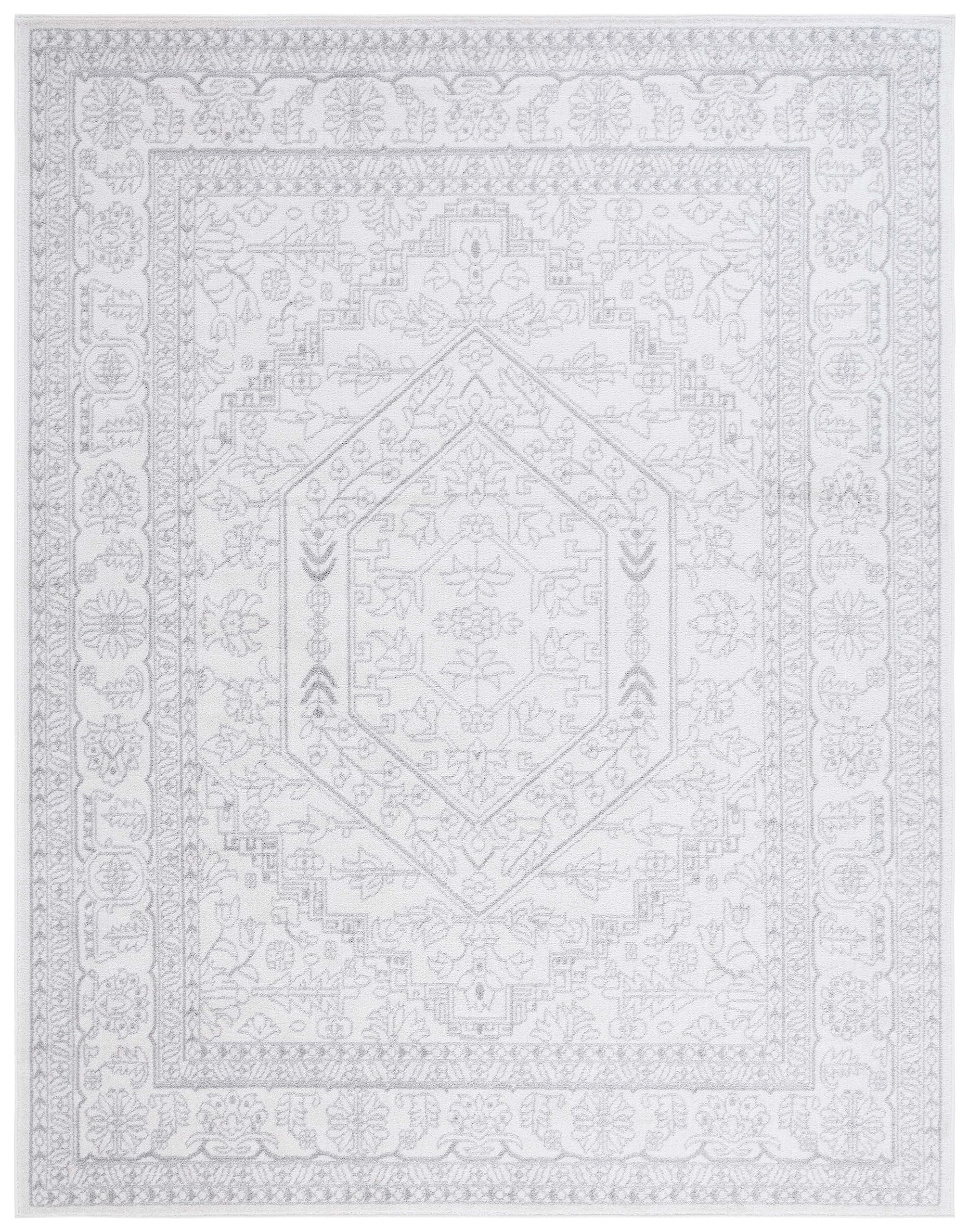 SAFAVIEH Area Rug 10x14 - Adirondack Collection - Large - Ivory & Silver, Oriental Medallion Design, Non-Shedding & Easy to Clean, Ideal for Living Room, Bedroom, Dining Space (ADR108B)