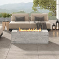 GDFStudio 41.9" MgO Rectangular Propane Fire Pit Table, 40000 BTU Outdoor Fire Pit with Stainless Steel Burner, Lava Rocks & Waterproof Cover, Tabletop Fire Pit for Backyard Patio Parties, Beige+Gray