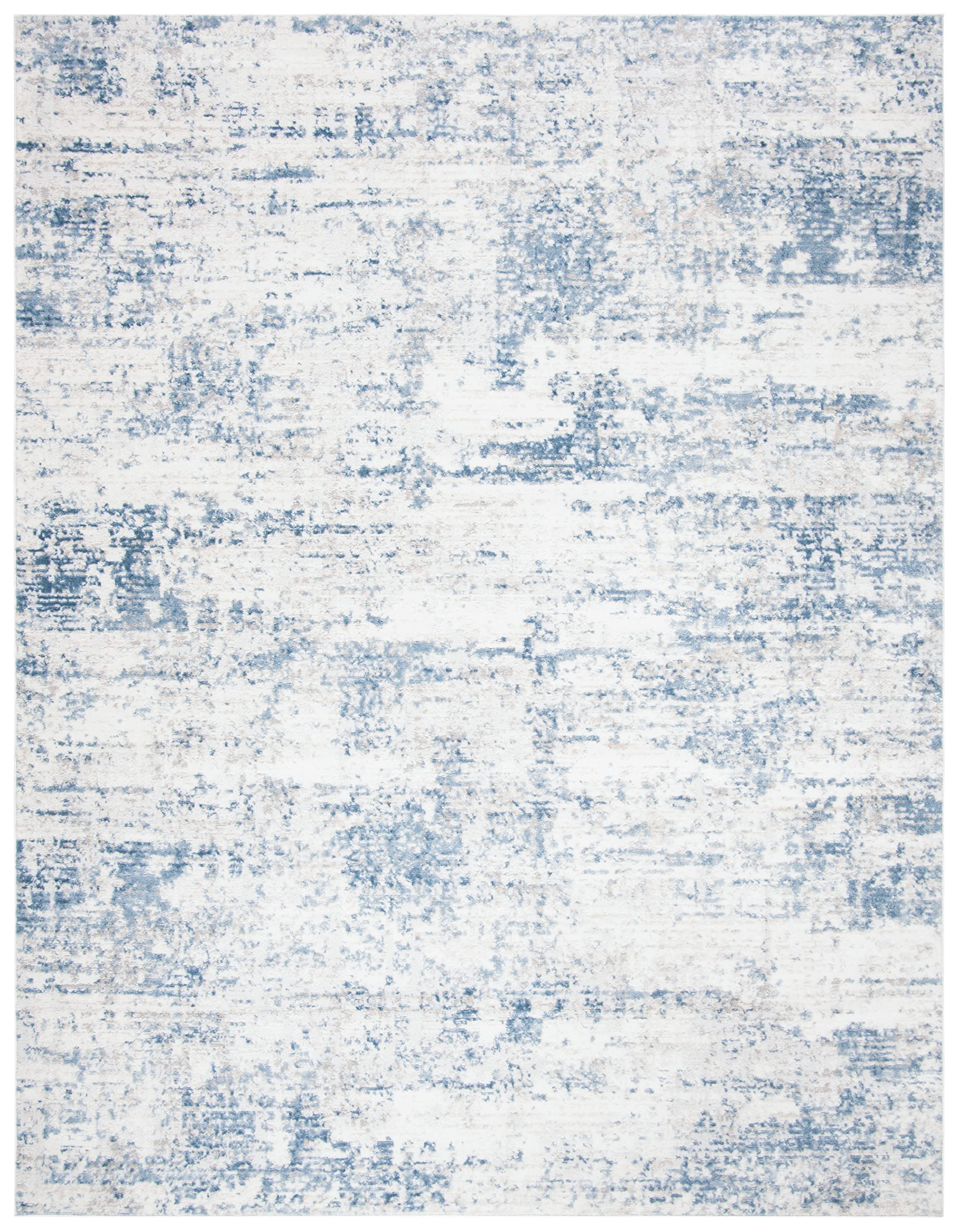 SAFAVIEH Amelia Collection Area Rug - 10' x 14', Ivory & Blue, Modern Abstract Design, Non-Shedding & Easy Care, Ideal for High Traffic Areas in Living Room, Bedroom (ALA700A)