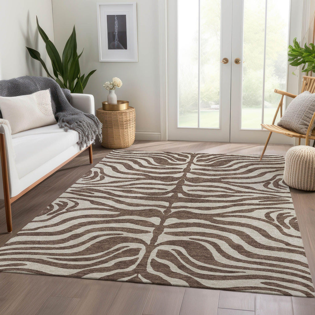 Addison Rugs Mayfield AMF1042 Brown 8' x 10' Indoor Premium Machine Washable Rug, Silky Soft, Easy Clean, Non Shedding, Bedroom, Living Room, Dining Room, Kitchen Rug