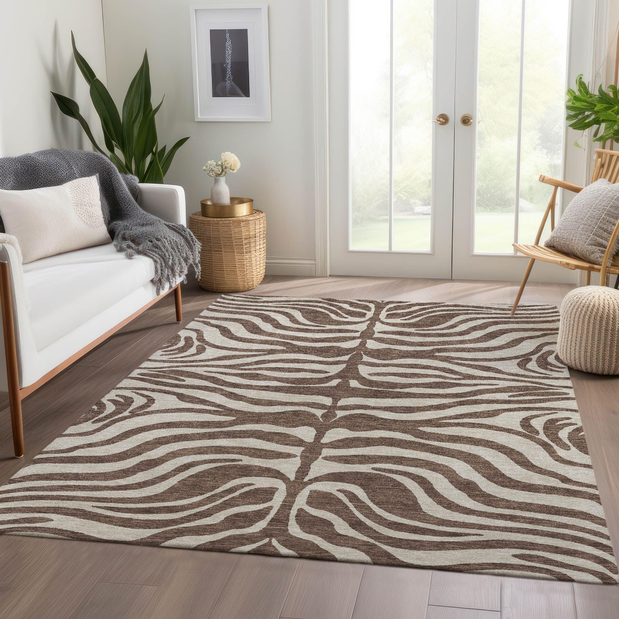 Addison Rugs Mayfield AMF1042 Brown 8' x 10' Indoor Premium Machine Washable Rug, Silky Soft, Easy Clean, Non Shedding, Bedroom, Living Room, Dining Room, Kitchen Rug