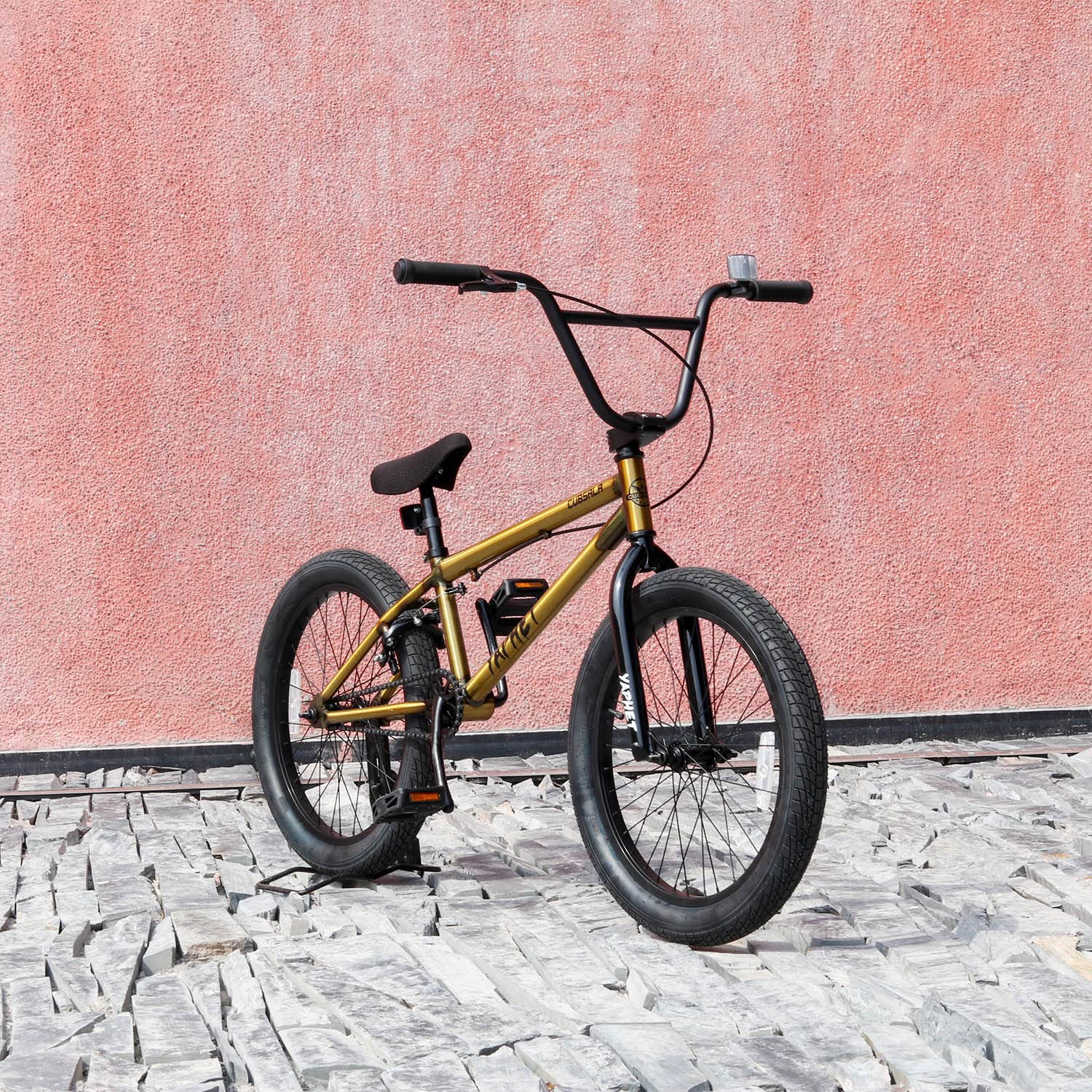 cubsala Freestyle BMX Bike, 20 Inch Yaphet Bicycle for Teen Beginner and Adult Riders, Bike with Hi-Ten Steel Frame, Gold