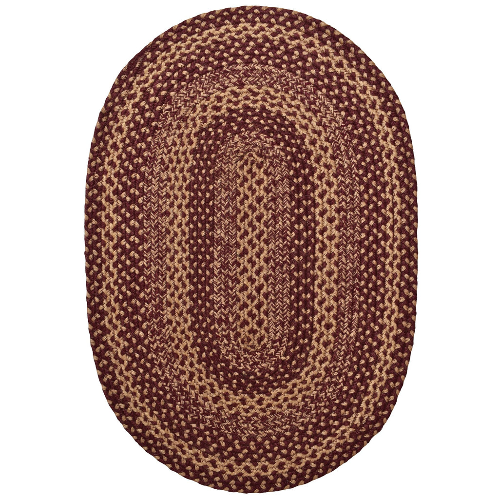 Jute Braided Rugs 4x6' Oval Rustic Trails – Burgundy & Tan Primitive Rugs for Living Room, Dining Room Decor, Farmhouse Living Accent