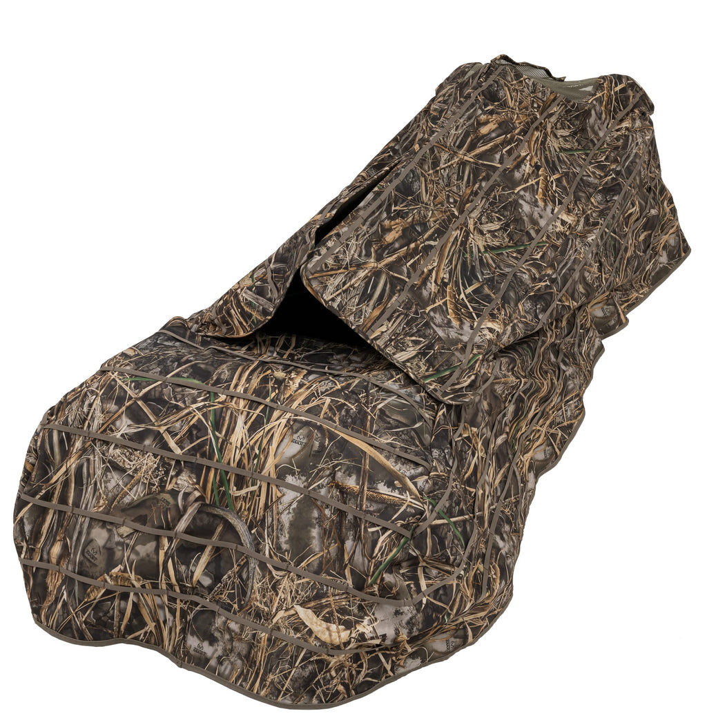 ALPS OutdoorZ Legend Layout Blind - Hunting Blind with Realtree MAX-7 Pattern, Zero-Gravity Chair Design, Waterproof Floor, Mesh Face Screen, Rear Zippered Door, and Backpack Carry Straps