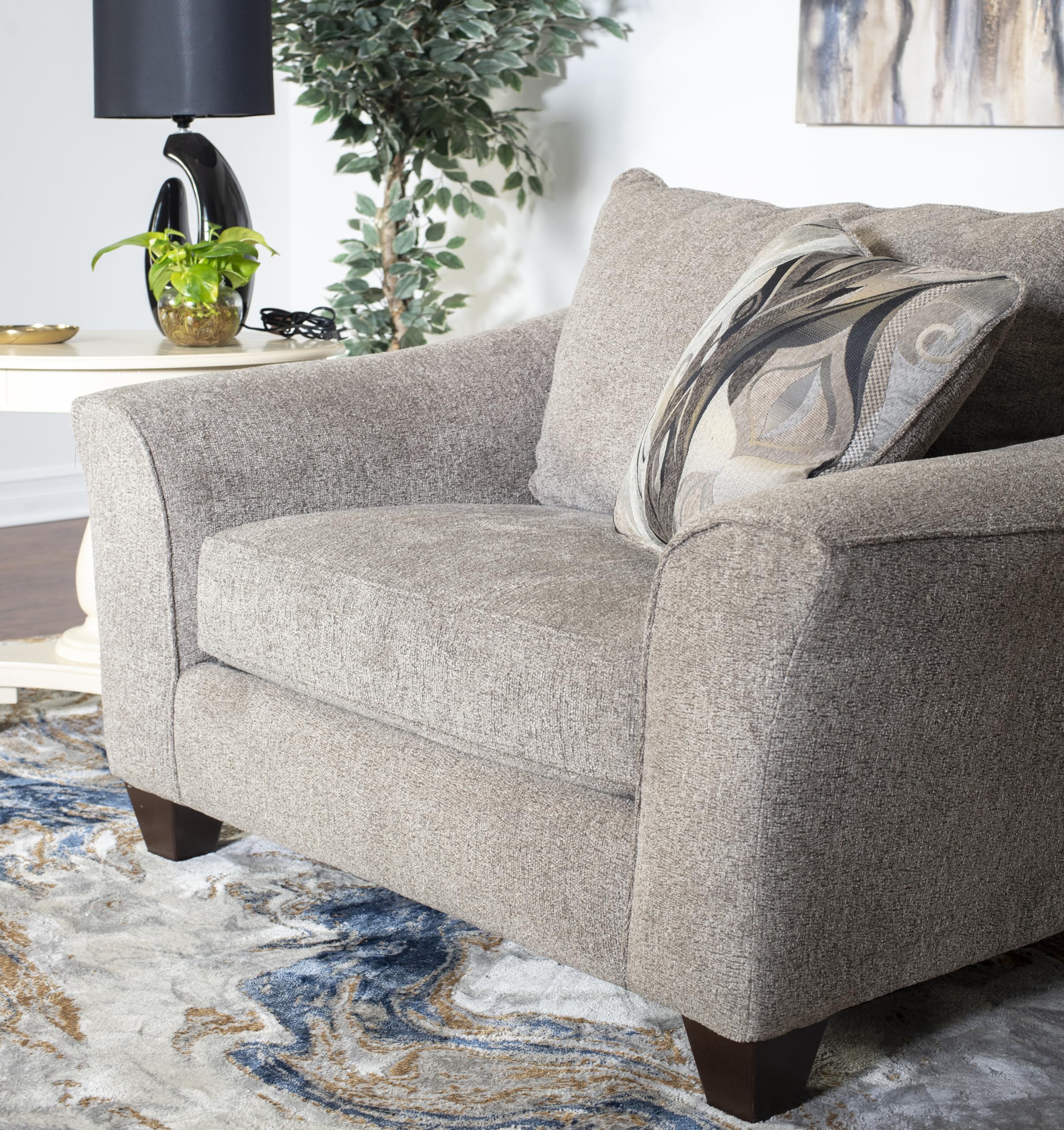Roundhill Furniture Camaro Platinum Fabric Pillow Back Accent Chair