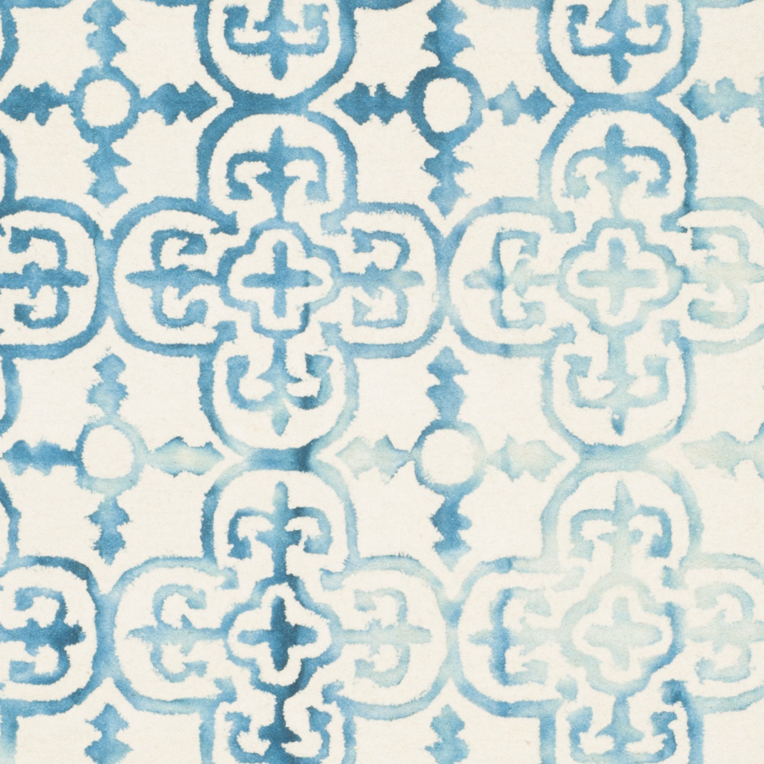 SAFAVIEH Dip Dye Collection Area Rug - 10' x 14', Ivory & Turquoise, Handmade Moroccan Watercolor Wool, Ideal for High Traffic Areas in Living Room, Bedroom (DDY711H)