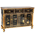Red Lantern Artisan Crafted Black Lacquer Sideboard - Landscape