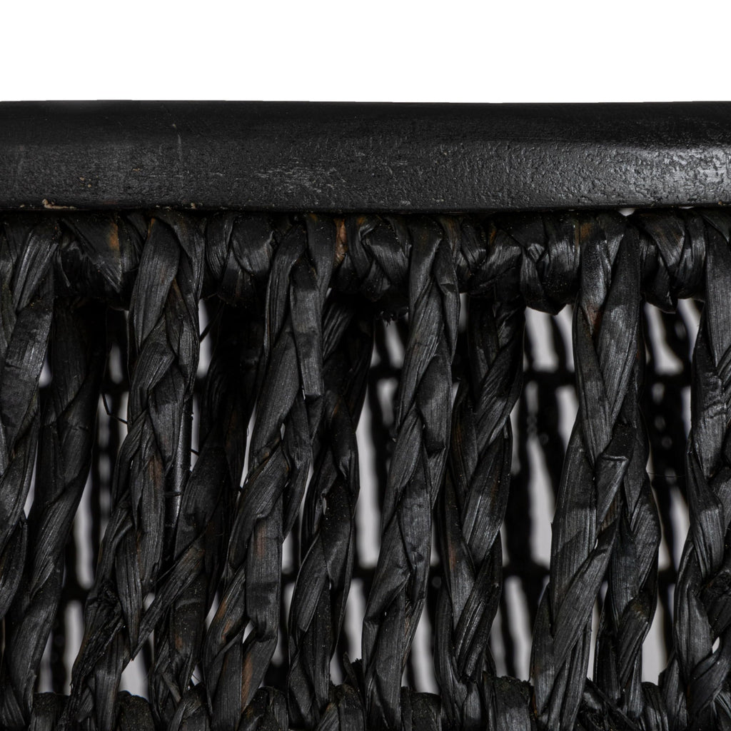 Bloomingville Hand-Woven Seagrass and Pine Wood Round Side Table, Black