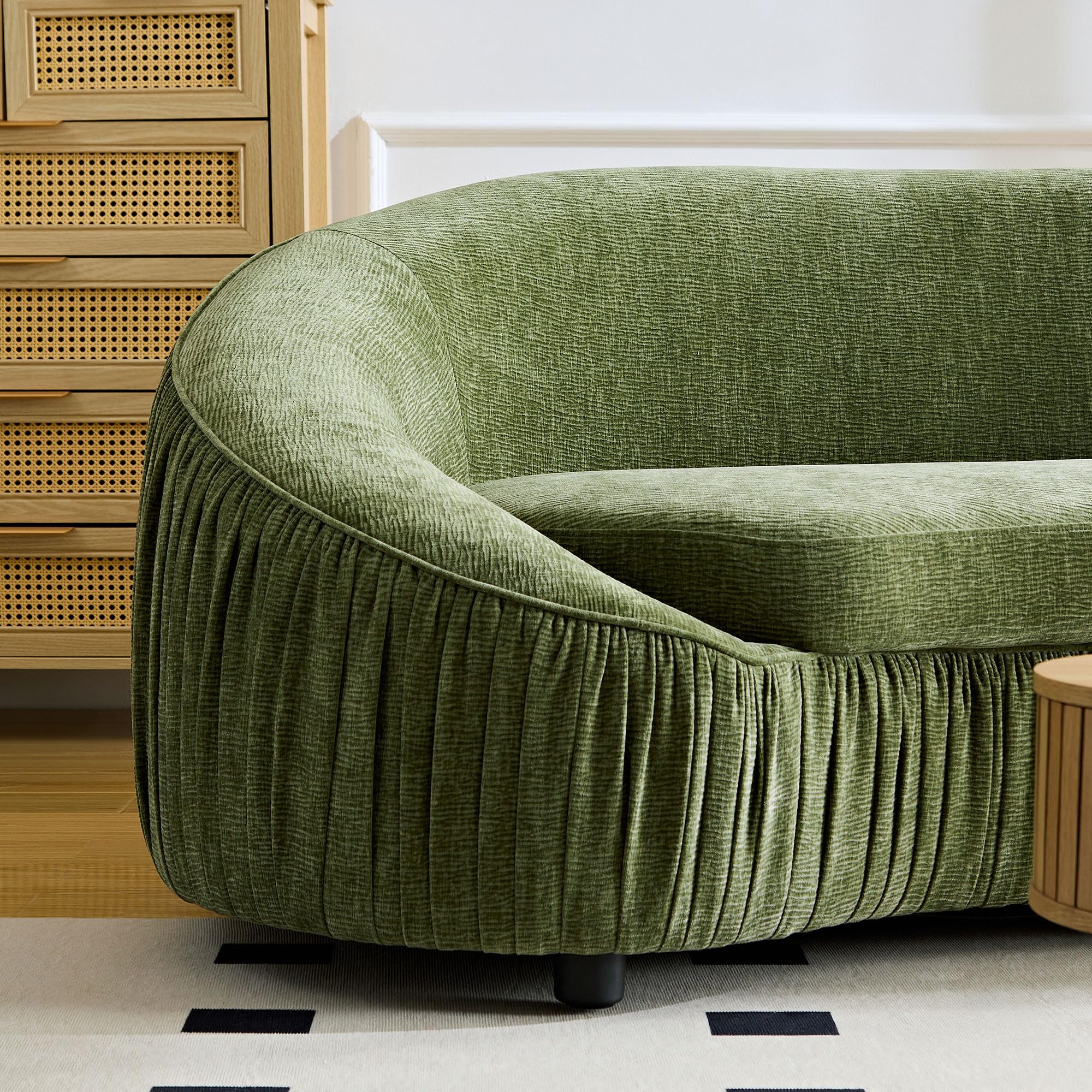 KEIKI 92" Oversized Curved Shaped Upholstered Modular Sectional Sofa, Minimalist 4-Seater Couch with Seat Cushions and Ergonomic Backrest, No Assembly Required, for Apartment, Living Room, Green