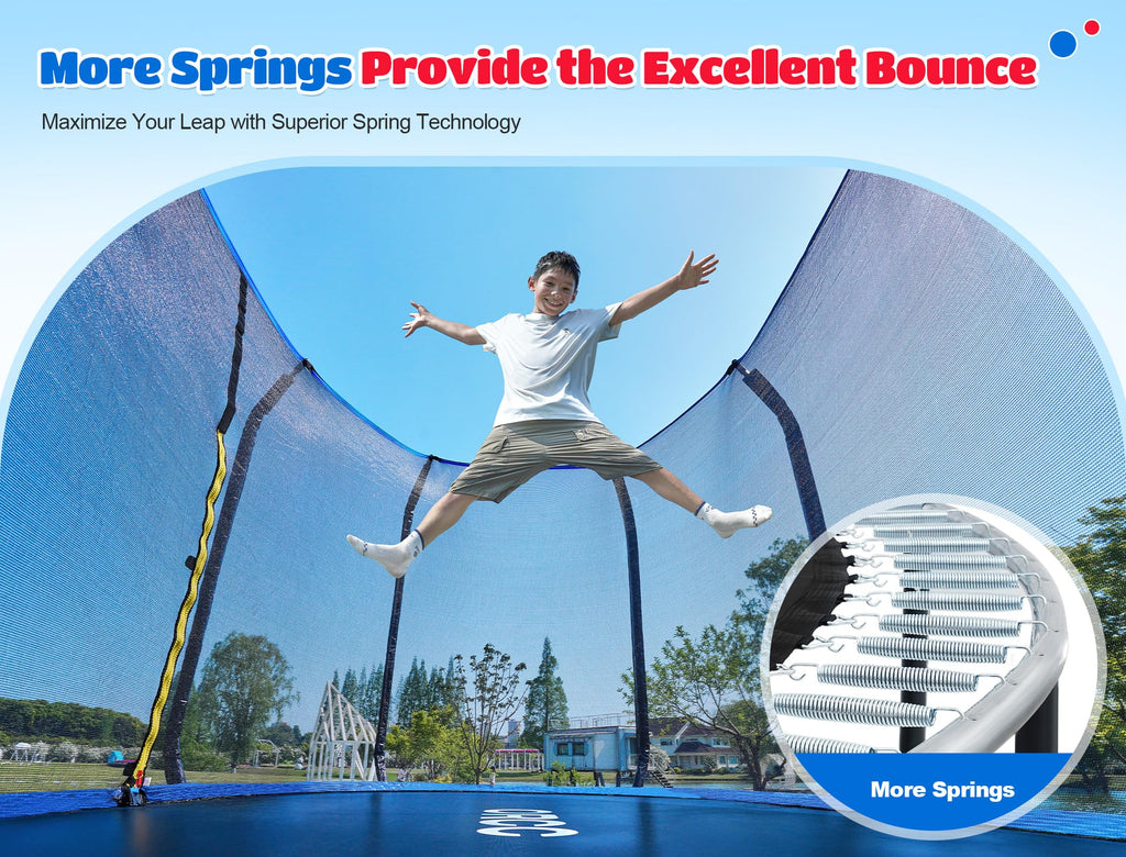 ORCC 8x13FT Oval Trampoline - Heavy Duty Kids & Gymnastics Trampoline with Reinforced Locking Bar, Outdoor Trampolines with Enclosure Net for Kids