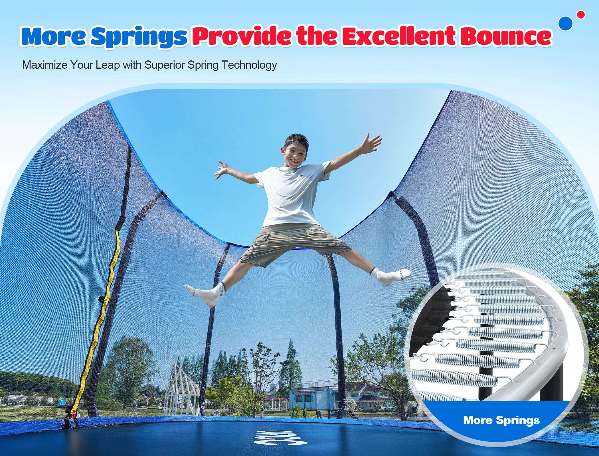 ORCC 7x10 FT Oval Outdoor Trampoline with Safety Net - Recreational Gymnastics Trampoline for Kids, 1200LBS Capacity, Heavy-Duty Galvanized Steel Frame Yard Trampolines