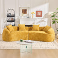KEIKI 109.45" Curved Compressed Sofa, 4 Seat Couch with Round Armrest, Compression Seat for Living Room, Guest, Bedroom, No Assembly Required, Yellow