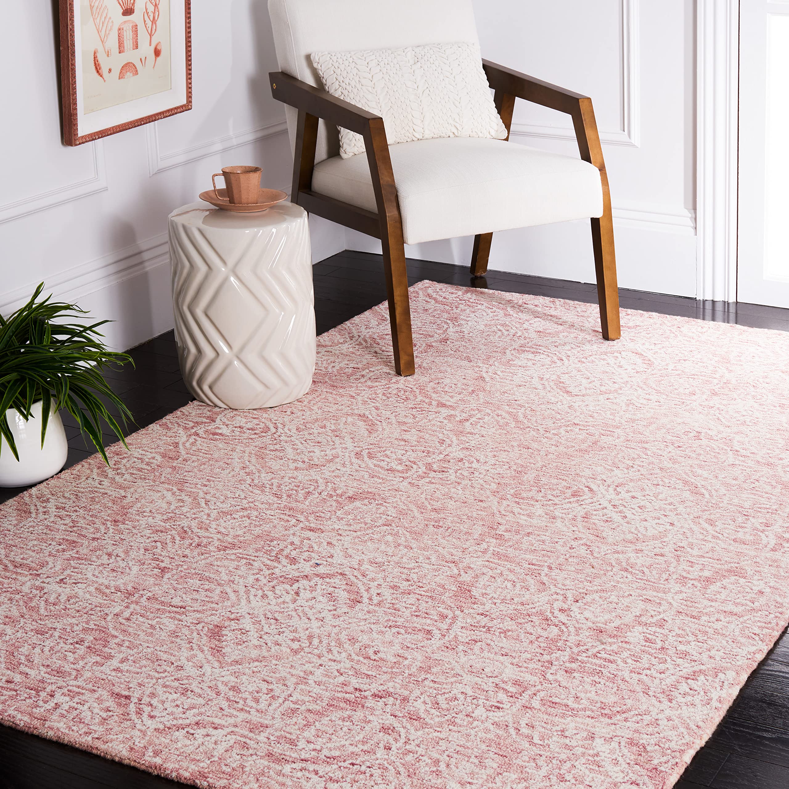 SAFAVIEH Area Rug 6x9 - Metro Collection - Pink & Ivory, Handmade Wool, Ideal for Living Room, Bedroom, Dining Space (MET998U)