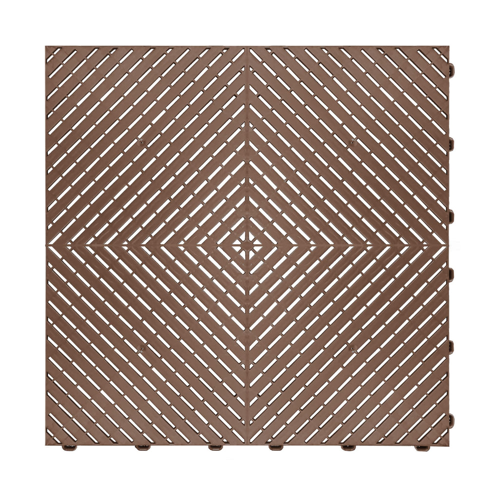 Swisstrax Ribtrax Smooth PRO Interlocking Garage Floor Tiles, 15.75 x 15.75-Inch, Chocolate Brown, 24 Piece Set