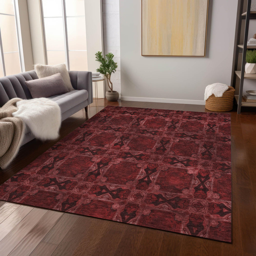 Addison Rugs Chantille ACN564 Red 9' x 12 Indoor Outdoor Area Rug, Stain Resistant, Machine Washable, Non Shedding, Bedroom, Living Room, Dining Room, Kitchen Rug
