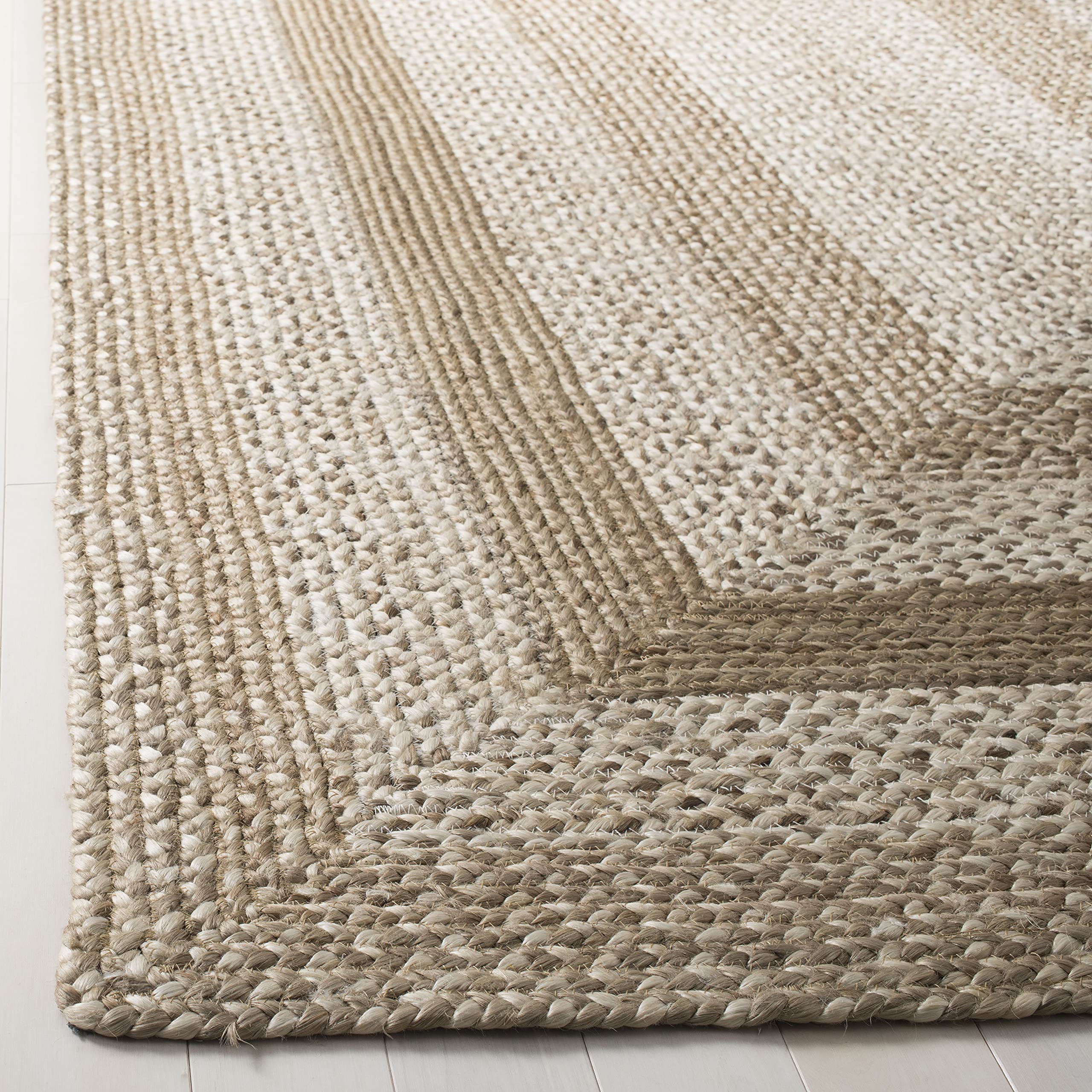 SAFAVIEH Natural Fiber Collection Area Rug - 10' x 14', Grey & Ivory, Handmade Farmhouse Boho Coastal Rustic Braided Jute, Ideal for High Traffic Areas in Living Room, Bedroom (NF884F)