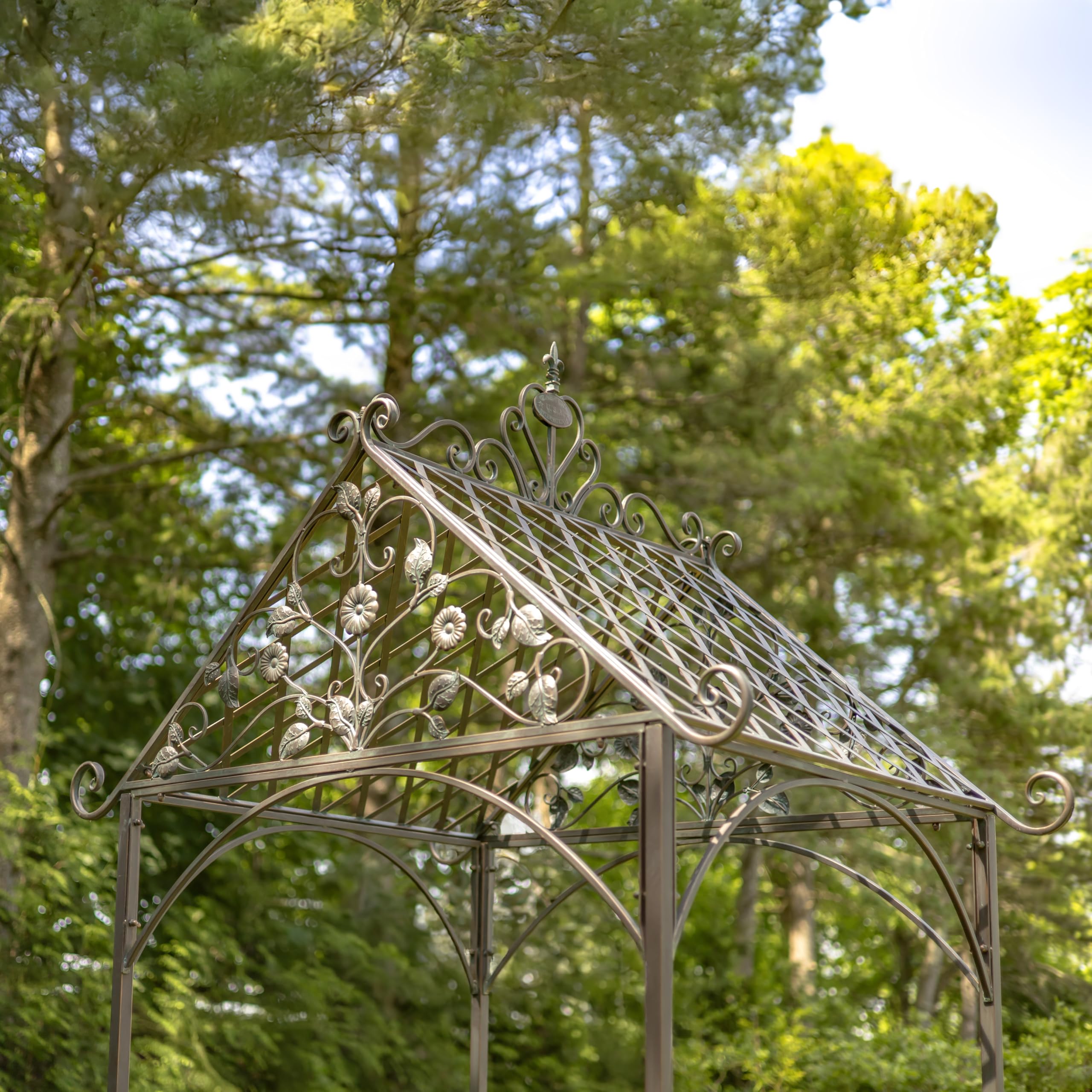 9.5ft T Iron Garden Arch with Embellished Trellis London 1820" (Antique Bronze)