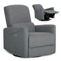 Evolur Belmont Nursery Glider Chair with Massager in Cosmic Grey, Power Recliner with 275° Swivel, Lumbar Support Modern Rocking Chair for Baby Room, Nursery & Living Room
