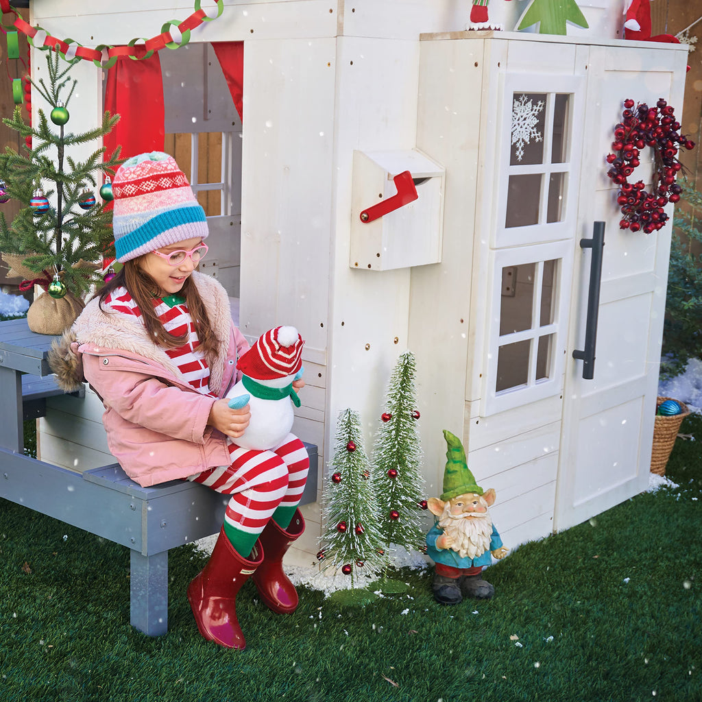 KidKraft Modern Outdoor Wooden Playhouse with Picnic Table, Mailbox and Outdoor Grill, White