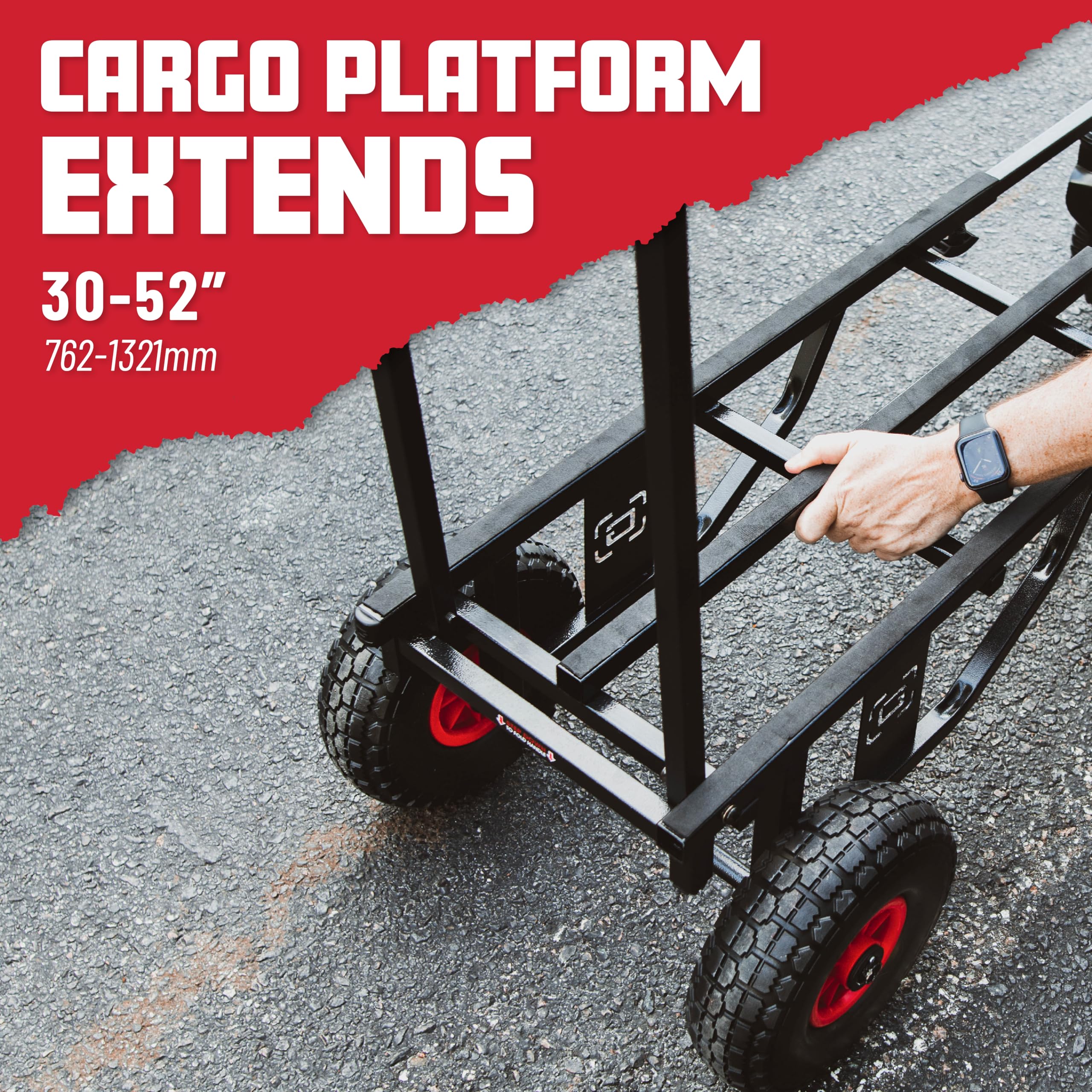 Gator Frameworks Folding Multi-Utility Cart with 30-52” Extension & 500 lbs. Load Capacity (GFW-UTL-CART52)