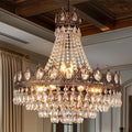 TOCHIC French Empire Crystal Chandelier, 9-Light Farmhouse Antique Bronze Chandelier Vintage Rustic Ceiling Light Fixture for Dining Living Room, Bedroom, Kitchen Island, Bathroom, Foyer, 24" W