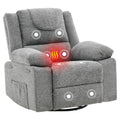Adults Oversized Rocking Nursery Glider Recliner Chair,360° Swivel Rock Recliner Chairs Single Sofa with Vibration Massage and Heating for Living Room/Bedroom,Grey