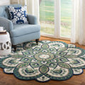 SAFAVIEH Novelty Collection 9' Round Ivory/Blue NOV604M Handmade Floral Premium Wool Entryway Foyer Living Room Bedroom Kitchen Area Rug