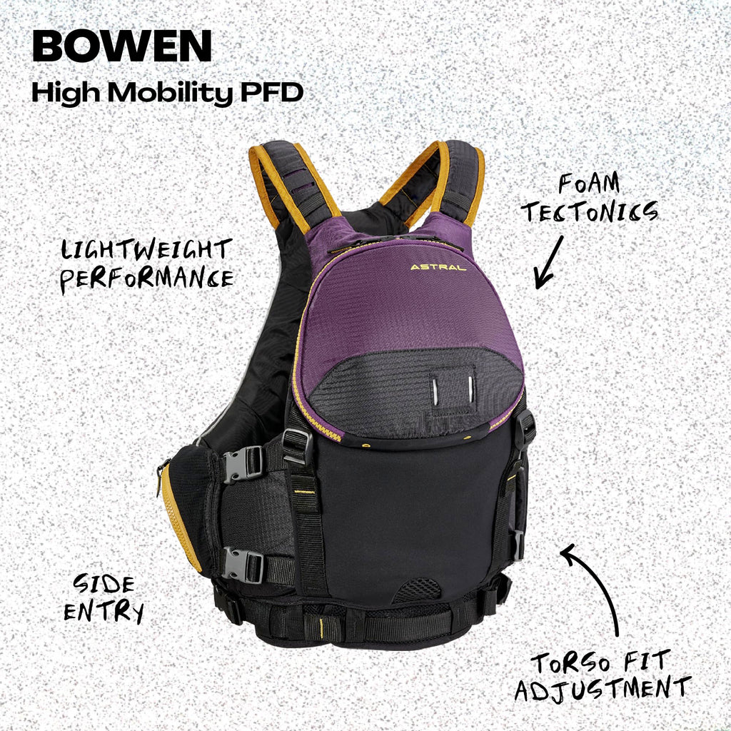 Astral Bowen Life Jacket - Lightweight USCG Type III PFD Adult Life Vest for Fishing, Touring, SUP, & Whitewater - Eggplant - Medium/Large