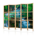 artgeist Japanese Room Divider XXL Landscape Waterfall Nature 90 x 67 in - 5 Panel Folding Screen Japan Design Home Decoration Art Deco Forest c-B-10008-z-a