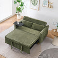 KEIKI 54" 3-in-1 Convertible Sofa Bed – Corduroy Futon Sleeper with Pull-Out Bed, Movable Tabletop, USB Ports – Small Loveseat for Living Room, Bedroom – Green