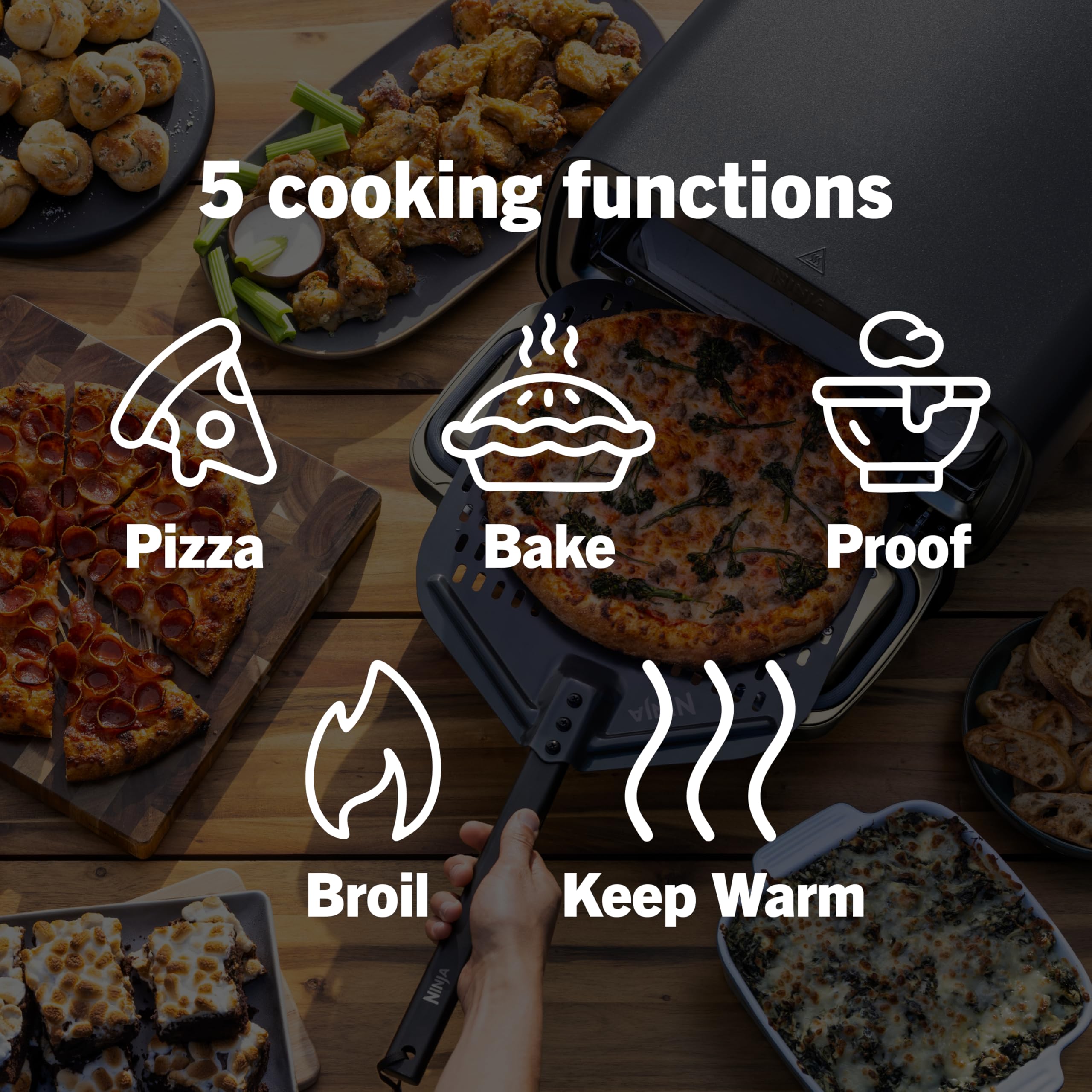 Ninja Artisan Outdoor Pizza Oven, 12-inch, 3-minute Pizza, Neapolitan, Thin Crust, New York Chicago, Custom, 700F Max Temperature, Electric Heat, Bake, Broil, Proof, Warm, Blue, MO201BL1