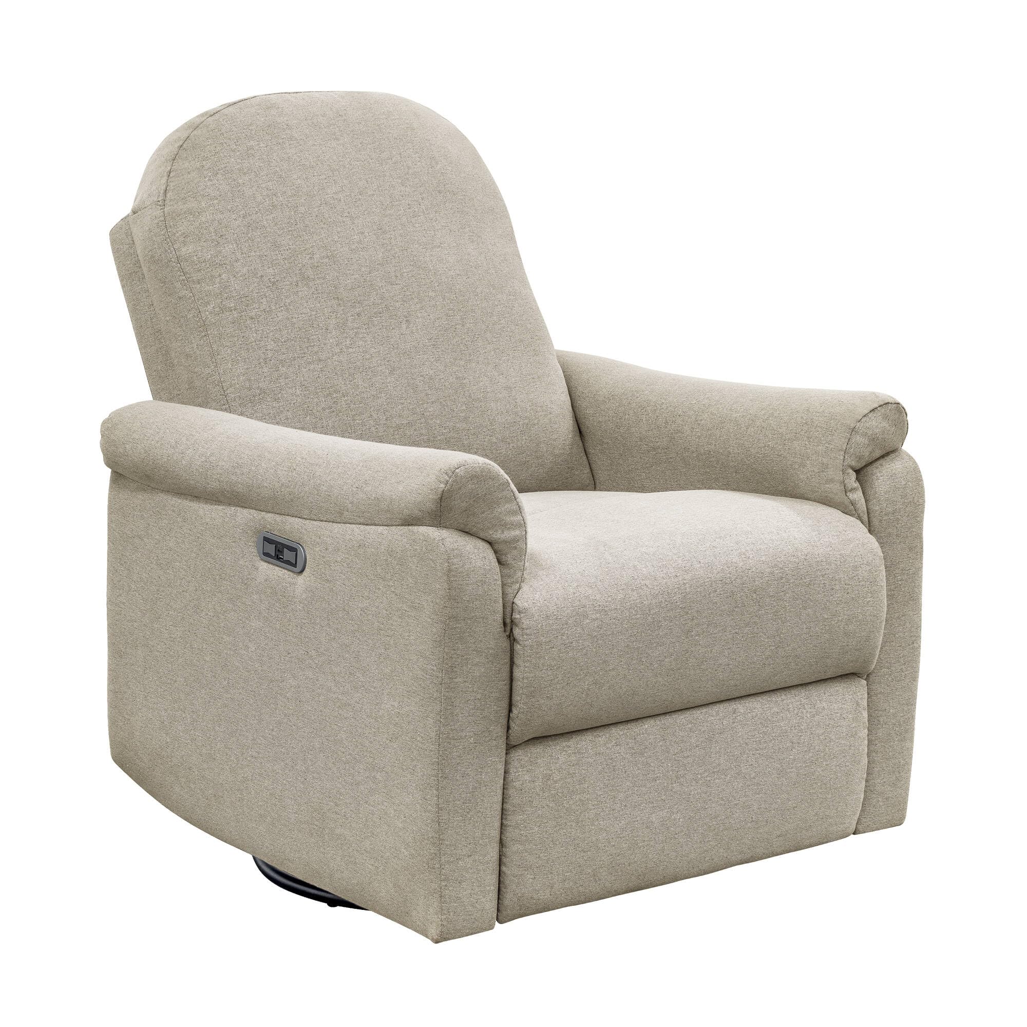 Madison Park Recliner & Rocking Chair: Glider Recliner Nursery Chair for Living Room & Bedroom, Swivel Rocker Recliner with a Rounded Back, Versatile 3-in-1 Accent Chair for Small Spaces, Beige