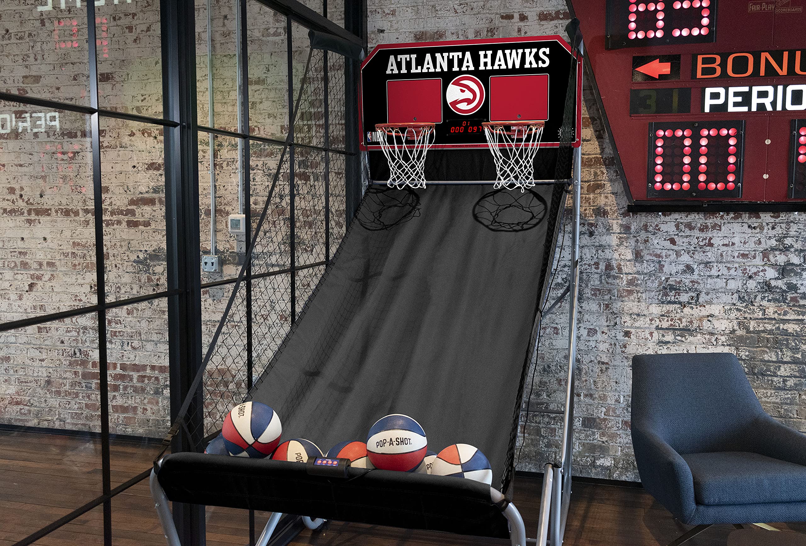 Pop-A-Shot - Home Dual Shot with Atlanta Hawks NBA Graphics l Sensor Scoring l 16 Game Modes l 7 Balls l Foldable Storage l for All NBA Fans
