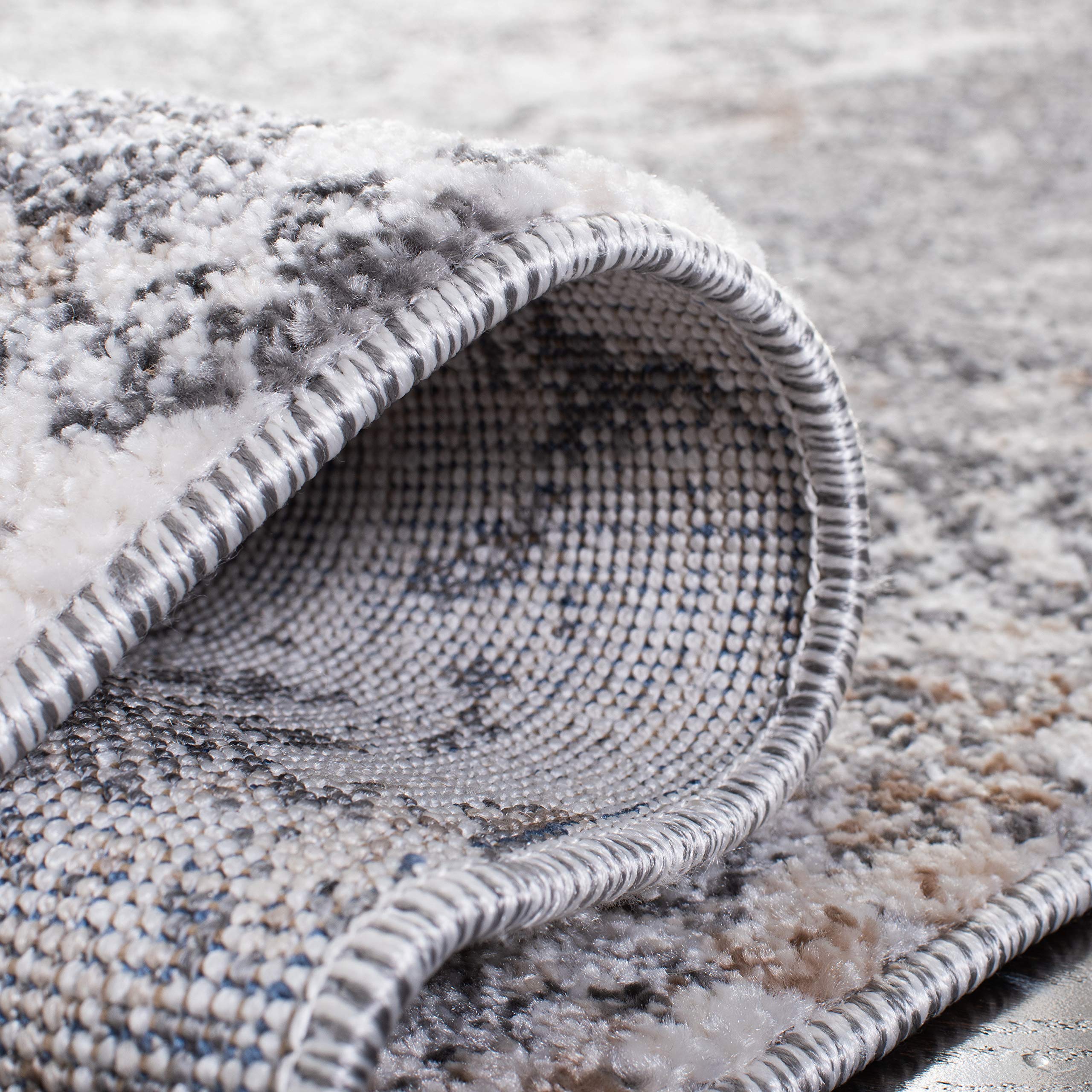 SAFAVIEH Aston Collection Area Rug - 9' x 12', Light Grey & Grey, Modern Abstract Design, Non-Shedding & Easy Care, Ideal for High Traffic Areas in Living Room, Bedroom (ASN715F)