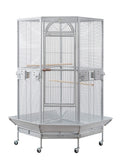 Seny Corner Bird Cage for Cockatiel Parakeet Black and White New (White)