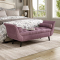 Christopher Knight Home Jolie Modern Velvet Upholstered Ottoman Bench with Pillow, Wooden Bedroom End of Bed Bench, Entryway Ottoman Foot Rest, Living Room Sofa Extra Seat, Purple