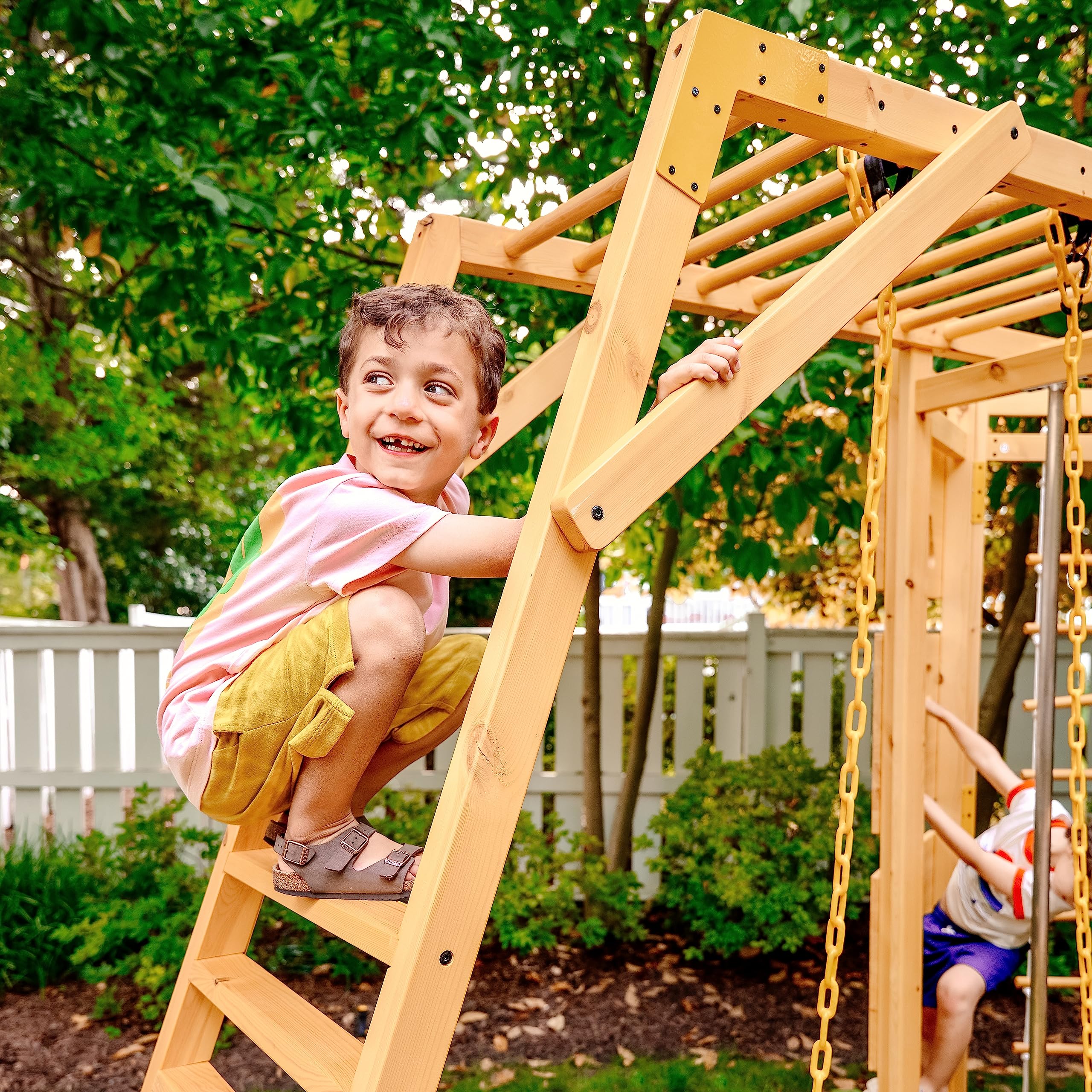 Avenlur Hawthorn 9-in-1 Outdoor Activity Center | Swing, Rock Wall, Monkey Bars | Ages 3-11 | Pine Wood Construction | Climbing Rope, Net Wall | Strength, Coordination, and Imagination-Boosting Fun